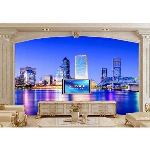USA Houses Bridge Coast city wallpaper papel de parede,living room tv sofa wall bedroom restaurant bar 3d modern wallpaper mural