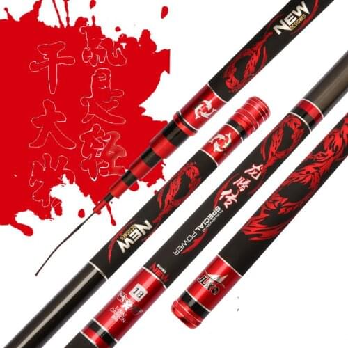 2.7M-6.3M Carbon Fiber Fishing Rod Ultra Light Super Hard Retractable 19 Adjustable Herring Rod Black Pit Fishing Tool