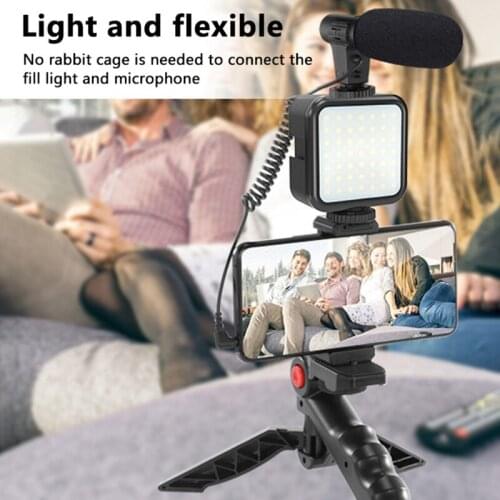 DSLR SLR Phone Vlog Tripod Vlogging Kits Live Selfie Fill Light Integration with Remote Control Microphone LED Light