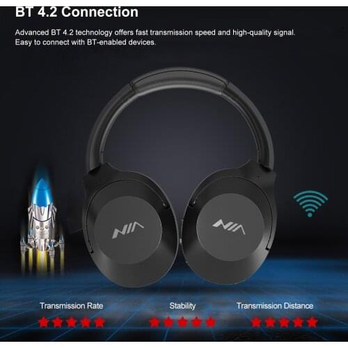 NIA NX100 Foldable Over Ear Headset Wireless Bluetooth Headphone Music Earphone 3.5mm Music Playback FM Radio with Mic