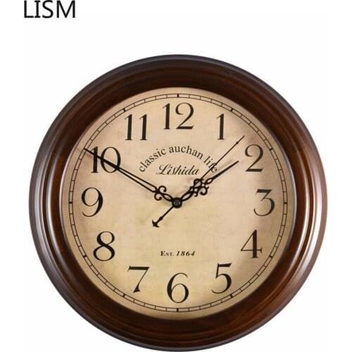 Nordic Design Solid Wood Modern Minimalist Retro Silent Wall Clock Living Room Chinese Style Wooden Creative American Wall Watch