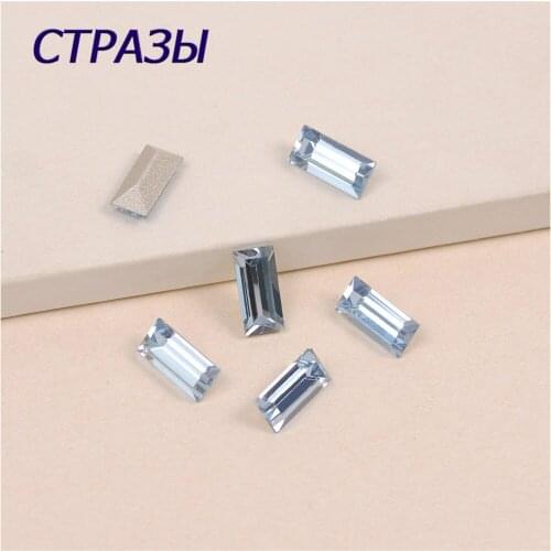 Light Sapphire 4501 Baguette Sew On Crystal Glass Rhinestone Silver Claw Sewing Stone DIY Jewelry Wedding Dress Accessorie