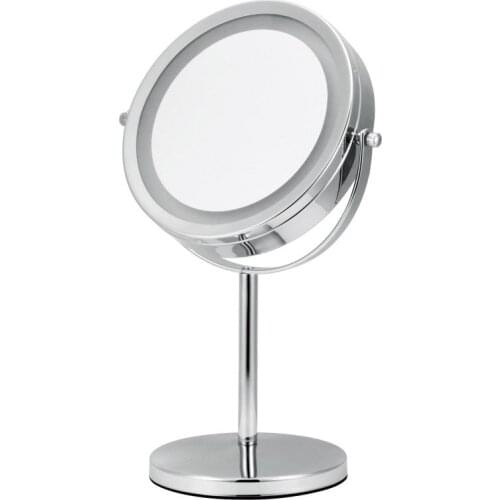 Mirror LED folding for makeup desktop advanced double-sided effect can be Zoom 5-10 times 360 rotation LED mirror for bathroom