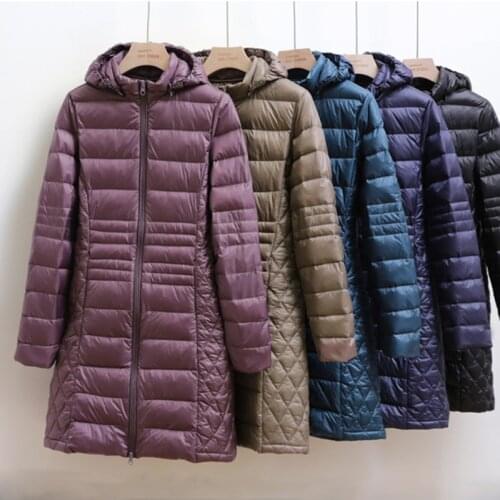 Winter Plus Size 4XL Womens Down Jacket Long Casual Remove Hooded Coat Puffer Jacket Slim Parka