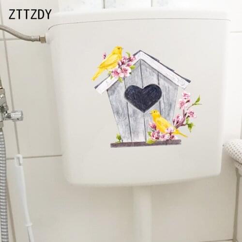 ZTTZDY 25.9×23.9CM Lovely Hut With Flowers And Birds Kids Room Wall Decor Home Toilet WC Stickers T2-1355