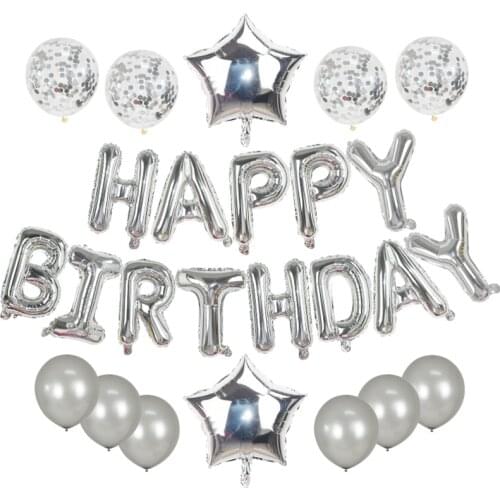 1Set Happy Birthday Confetti Latex Balloons Foil Letter Balloon Adult Kids Birthday Party Decorations Babay Shower Helium Globos