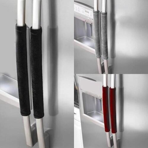 1 Pair Anti-slip Fridge Door Handle Covers Solid Color Simple Handle Covers Double-Door Kitchen Appliance Handle Sleeve