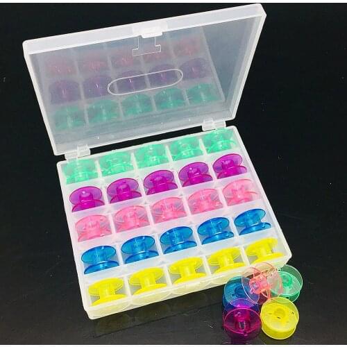 25Pcs multicolor Plastic Bobbins Shuttle Core Box Sewing Machine Spools Empty Storage Home Sewing Needlework Tool Accessories