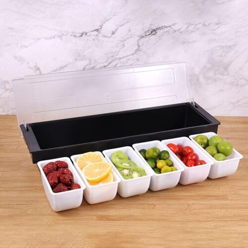4/5/6grid Compartment Seasoning Case Bar Condiment Box Holder Bar Drinks Fruit Garnish Cocktail Decorative Box Ktv Fruit Box