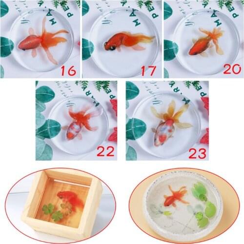 5 Sheets Gold Fish 3D Mold Resin Stickers Decal Landscape Decorative DIY Crafts Material Decoration Jewelry Filling Tools