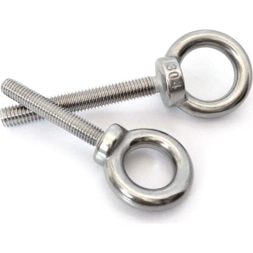 5PCS/LOT M6*16/20/25/30/35/40MM 304 Stainless Steel Lifting Eye Bolts Ring Screw Loop Hole for Cable Rope Lifting