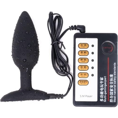 Electro Shock Stimulator Silicone Anal Plug Electric Shock Vagina Anus Stopper Plug Adult Sex Products For Couples