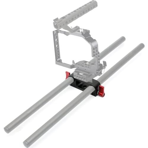 15mm Rod Rig Clamp Double Holes 1/4 3/8 Thread Telephoto Lens Holder Support Rail Photography System For DSLR Camera Cage