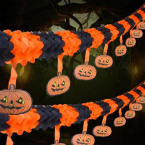 Kids Fun Party Event Props Decoration Supplies Halloween Background Decoration Halloween Holidays Hanging Pumkin Garland Decor