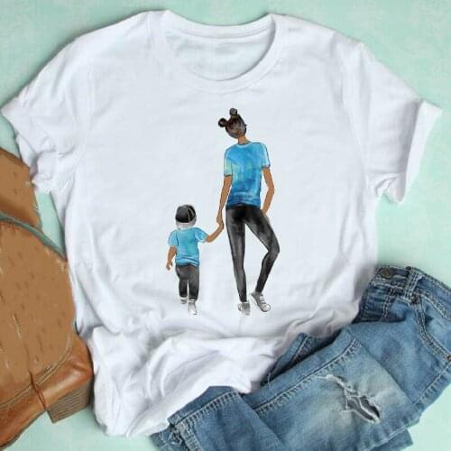 Female Tee Top Graphic T-shirt Women Short Sleeve Watercolor Clothing Boy Fashion Love Cartoon Mom Mother Clothes Print Tshirt