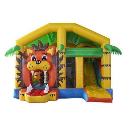 Customized Inflatable Bounce House Lion Theme Big Jump Area with Slide for sale