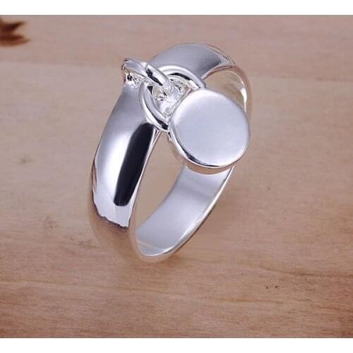 KN-R134 Best Selling silver plated size 6#7#8#9# Rings for women mens silver jewellery fashion jewelry round lock Ring