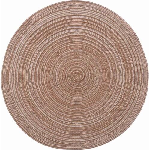Round Braided Placemats Washable Kitchen Table Placemats for Home Wedding Party 36cm (Coffee Color, 4pcs)