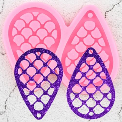 L/M/S Fish Scale Tear Drop Hoop Earrings Epoxy Silicone Molds Fashion Jewelry Resin Craft Mould Keychain Pendant Necklace Mould