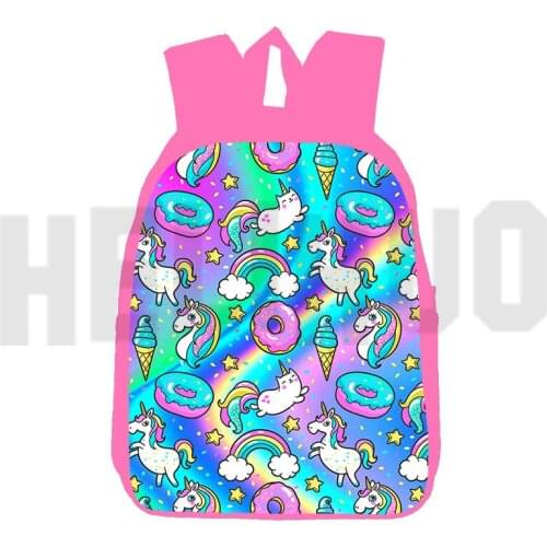 Fashion Dabbing Unicorn Backpacks for School Teenagers Girls 12/16 Inch Schoolbags 3D Print Anime Rainbow Pink Unicorn Pink Bags