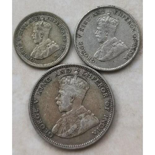 British Straits Settlements 1926-1935 Coins Set of 3 5-10-20 Silver Coins Full Set 3 Pieces Genuine Coins Real Original Coin