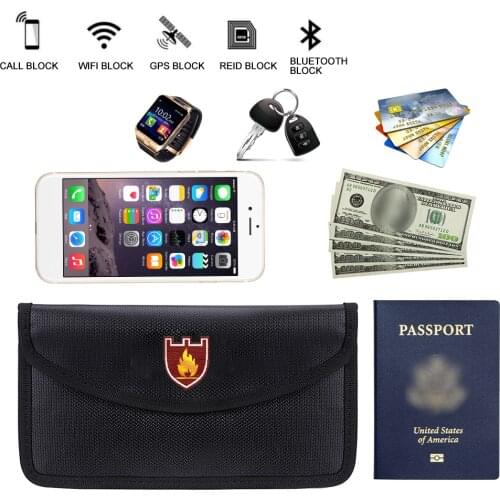 Fireproof Burnproof Package Valuables Kit Anti Signal Interference Package Fireproof Document Bags for Money Jewelry Etc