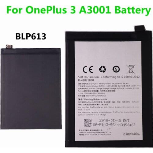 Original BLP613 Battery For OnePlus 3 A3001 Phone Battery 3000mAh Replacement Batteries