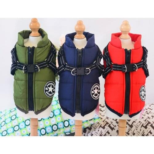 Pet cotton coat autumn and winter new waterproof fabric dog winter ski suit chest back integrated cotton vest