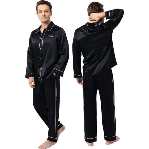 New Silk Mens Clothing Pajamas Pants Sets High Quality 100% Natural Silk 19 Momme Pajama Comfortable Sleepwear
