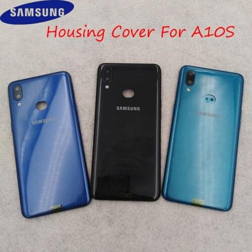 Samsung Galaxy A10S A107F Plastic Battery Back Cover Housing Door Rear Case Repair Replacement Parts With Camera Lens Frame+Logo