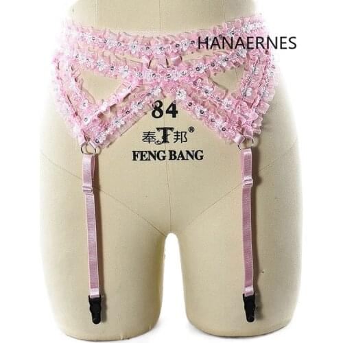 New Pink Goth Punk Rock Handmade Tassel Leg Garter Belt Waist Thigh High Suspenders Straps Harness for Harness Garter Belt