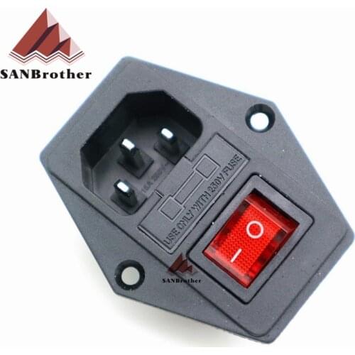 1PCS 3D printer parts 250V 3 in 1 Fuse Power switch AC power outlet For Makerbot/Ultimaker 2/RepRap