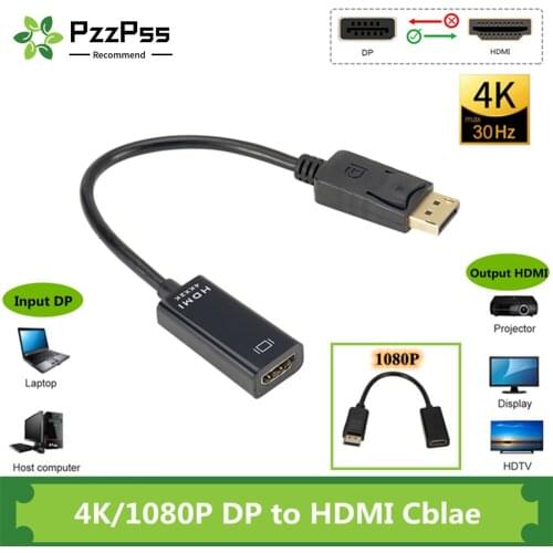 PzzPss 4K 1080P DP To HDMI-Compatible Male To Female DisplayPort Cable For PC TV Mini Projector Television Monitor Projetor