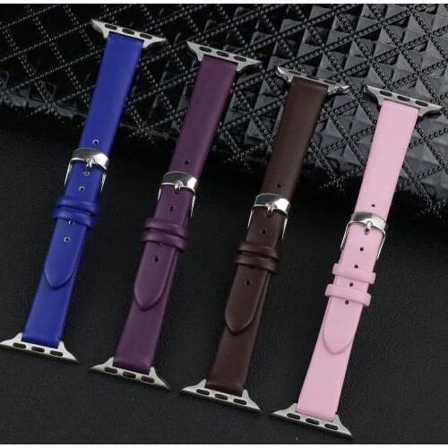 14mm Red PU Leather watchband for apple watch 6 5 44mm 40mm 38mm 42mm Bracelet iwatch Strap 4 3 2 1