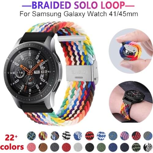 20mm 22mm Braided Nylon Adjust Strap for Samsung Galaxy Watch 3/46mm/42mm/active 2/Gear S3 Bracelet Huawei GT/2/2e/Pro Watchband
