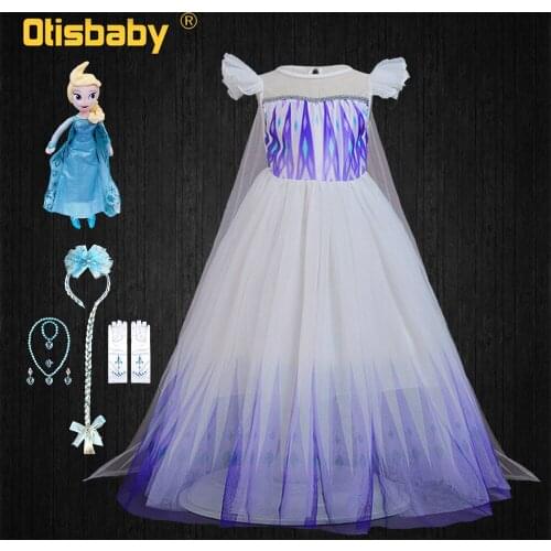 Snow Queen 2 Girls Summer Elsa Dress Childrens Party Princess Birthday Dress Halloween Masquerade Elsa Dress Up Fairy Frock