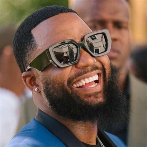 Irregular Black Square Sunglasses Men Milan Fashion Week 2020 Luxury Designer Brand Celebrity Shades Thick Frame Glasses UV400