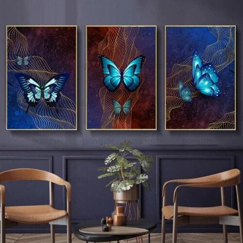 Modern Art Canvas Painting Blue Morpho Butterflies Metamorphosis Living Room Bedroom Biological Museum Decor Printing Hd Poster
