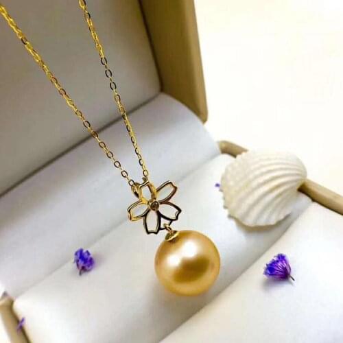 Xin yi peng real 18 k gold inlaid natural round 11-11.5 mm pearl female pendants for women pendants fine jewelry AU750