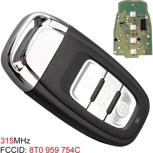 1 Pc 315MHz 3 Buttons ABS Black Smart Car Remote Key no Battery Fob with D46/7953 Chip 8T0959754C Fit for Audi A4 Q5 Cars