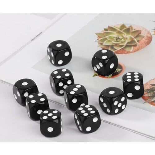 10pcs 16mm Acrylic Dice Black/White 6 Sided Casino Poker Game Bar Party Dice