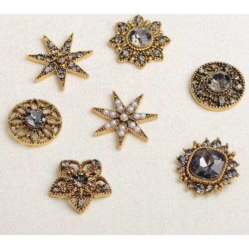 10 Pieces/Lot Classical Metal Rhinestone Button Apparel Hair Accessories DIY Jewelry Making