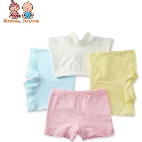 10pcs/lot Girls Boxer Cotton Baby Candy Colored Fashion Pants Baby Cotton Lace UnderwearSuitable for 3-12Y