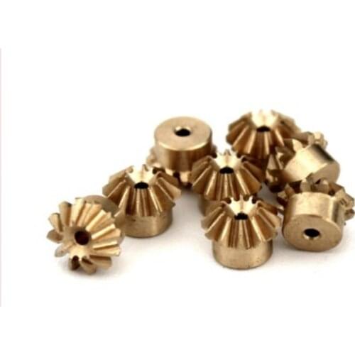 2PCS Bevel gear 0.4M 12T 1MM hole copper gear,90° transmission diy gear