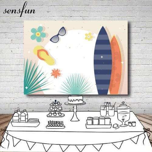 220x150cm Vinyl Custom Summer Party Photography Backdrop Surfboard Flower Sunglass Backgrounds For Photo Studio