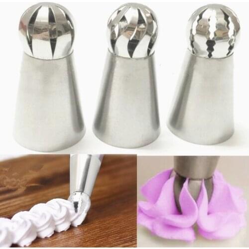 3PCS Russian Flower Cake Sugarcraft Decorating Icing Piping Nozzles Pastry Tools Cupcake Making Helper Kitchen Bakeware