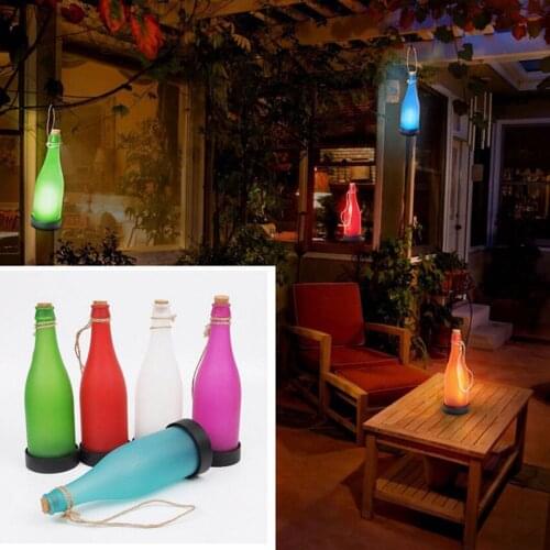 5Pcs Solar Bottle Light Candle Flickering Solar Lamp Glass LED Garden Decor New