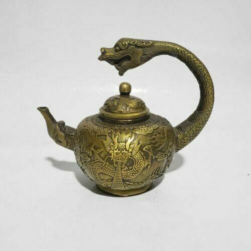 Collectible Decorated Old Handwork Tibet Silver Carved Tortoise Big Tea Pot