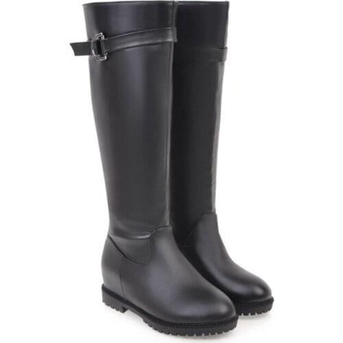 Big Size 9 10 11-14 boots women woman winter boots women women shoes botas Zipper inner height after belt buckle