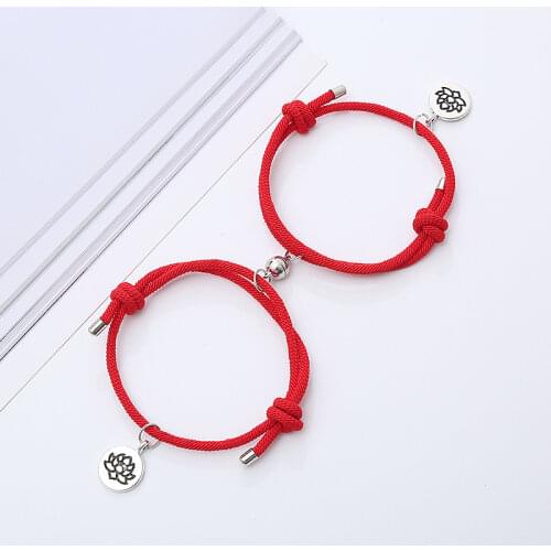 2pcs Couple Magnet Attract Each Other Couple Bracelet Men and Women Charm Girl Bracelet Jewelry Lover Gift